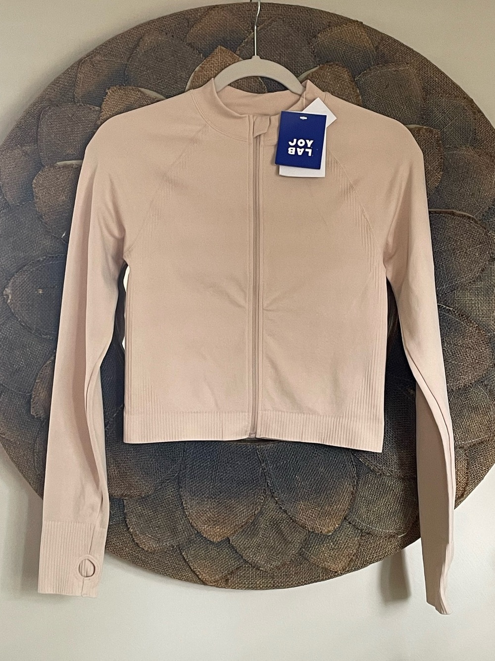JoyLab Light Beige Zip-Up Active Cropped Top NWT